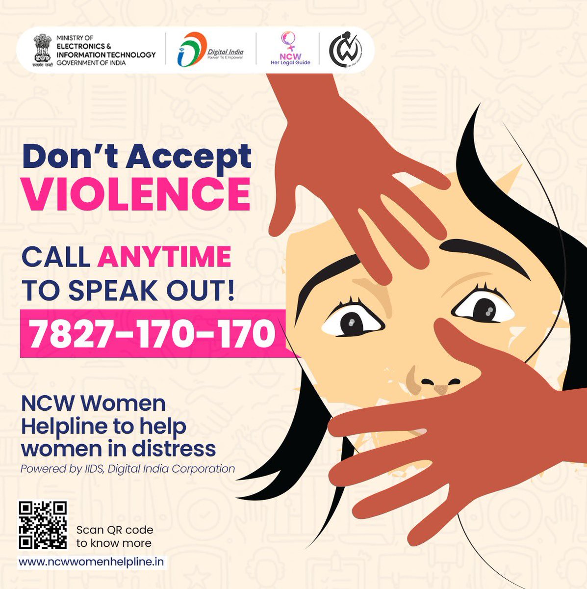 NCW Women Helpline (7827-170-170) is intended to provide Digital Complaint Registration System for women affected by violence and providing information about women related government programmes across the country. ncwwomenhelpline.in  #DigitalIndia @NCWIndia