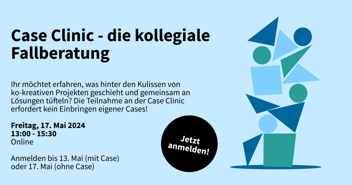 Ihr habt Erfahrung mit ko-kreativen Projekten, wollt Euer Wissen weitergeben und Euch vernetzen? In der Case Clinic könnt Ihr Kolleg*innen Feedback und Inputs zu Ihren Herausforderungen geben und Eure eigenen Erfahrungen reflektieren und teilen. citizenscience.uzh.ch/de/kurse/casec…