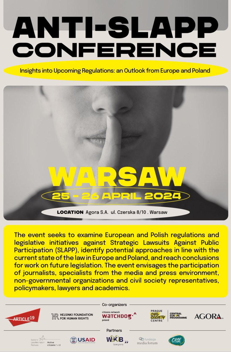 On my way to Warsaw to speak at the Anti-Slapp conference. I will join @SeverMaja , Irena Guidikova & Anna Wójcik to discuss the newly adopted CoE and EU instruments on SLAPPs. First time I go after elections & have high hopes for better times for media and journalists in Poland