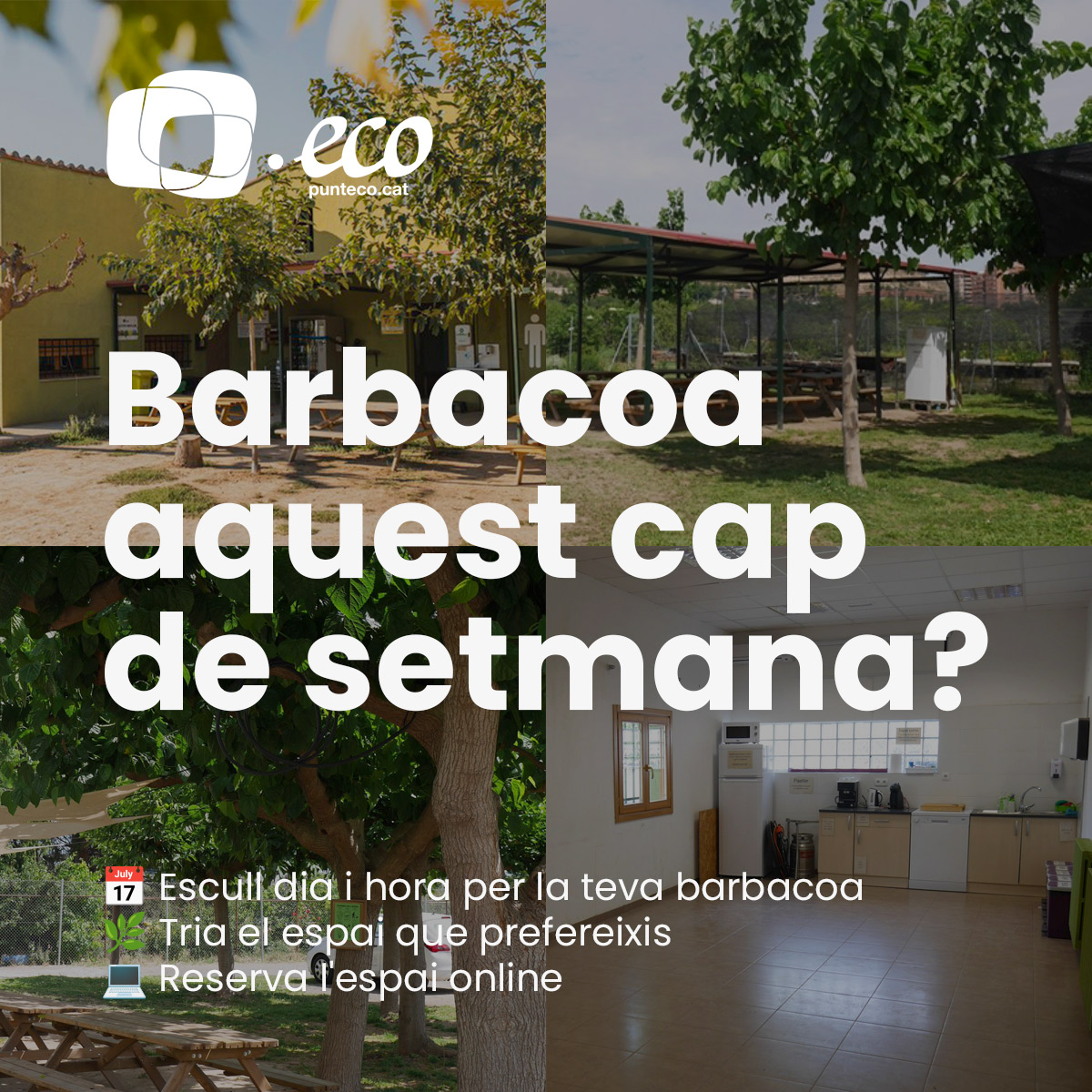 Sabies que a Punt Eco disposem d'espais interiors i exteriors per a celebrar un bon dinar amb els amics?
Et ve de gust una barbacoa aquest cap de setmana? 📷📷
T'ho posem ben fàcil perquè només hagis de quadrar dia amb els amics i reservar l'espai que prefereixis.