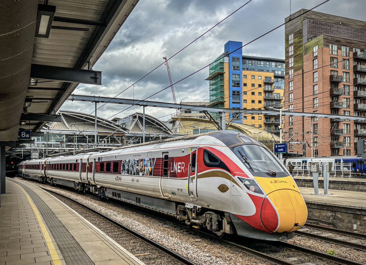 LNER 801228 ‘Century’ departs Leeds City Station with a service bound for London Kings Cross. I’m not a fan of these soulless trains, but I do applaud the special vinyls applied to several of them. #AT300 #Class801 #LNER #LeedsCityStation #Century #Trainspotting