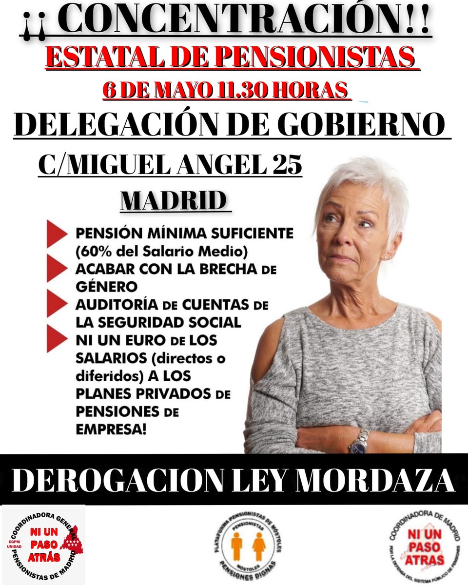 MOVIMIENTOPENS2's tweet photo. APOYA
COMPARTE
DIFUNDE
LUCHA
#NoMasPrecaridad
#PensionesDignasYa
#NoALaMochilaAustriaca
#GobierneQuienGobierne https://t.co/ghE37jTJTs