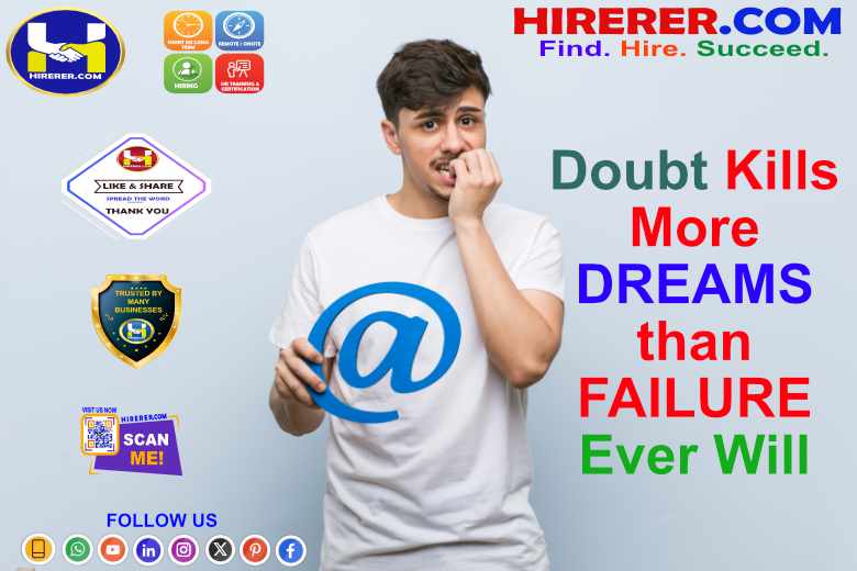 Doubt kills more dreams than failure ever will

Visit intro.hirerer.com to know more

#MotivationEveryday #NeverGiveUp  #StrengthInAdversity #RiseAndGrind #BelieveInYourself #SuccessMindset #BeTheInspiration #rentahr #OutOfJob #Hirerer #iHRAssist #smartlyhr #smartlyhiring