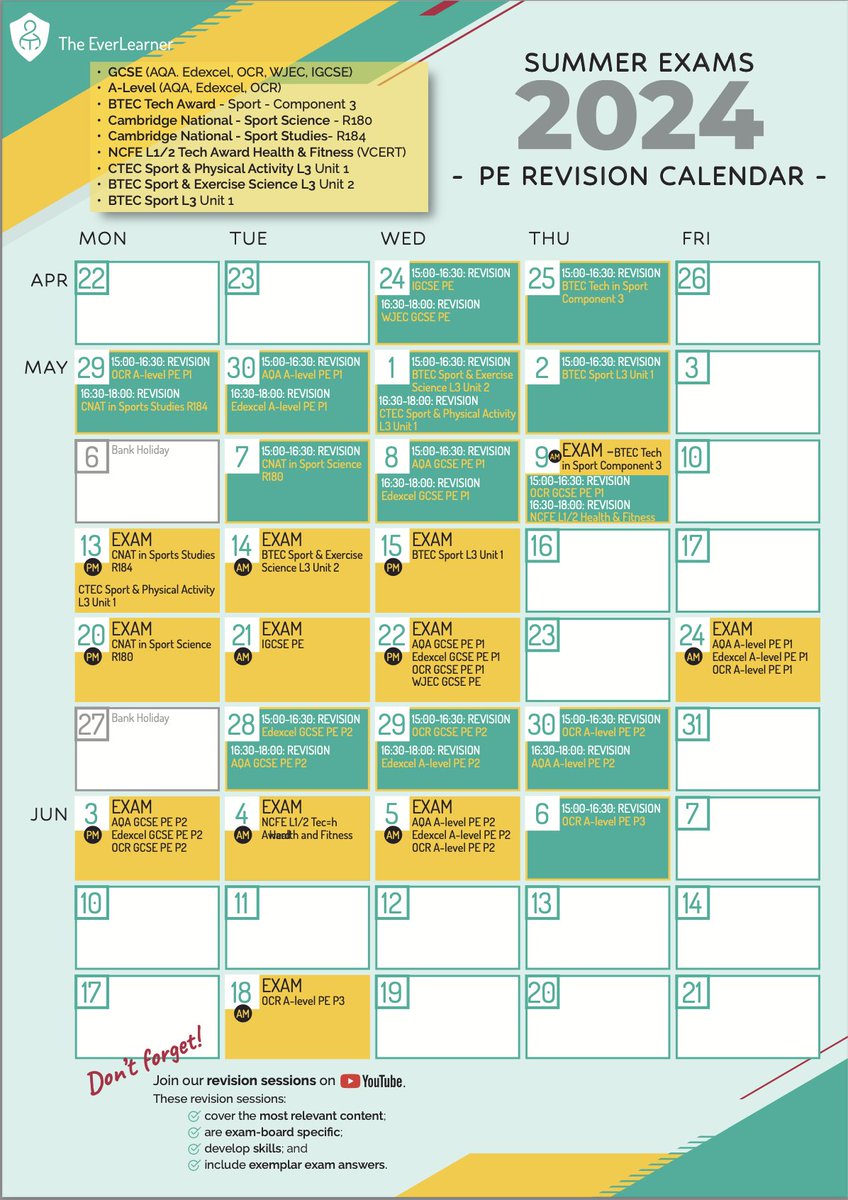 The_EverLearner's tweet image. 👏And it&apos;s here... our 2024 live revision sessions start today! 📽️Don&apos;t forget to sign up using the link in the comments below. 

Today&apos;s sessions are at 3:00pm (IGCSE PE) and 4:30pm (WJEC GCSE PE)

#IGCSE #WJECGCSE #LiveRevision