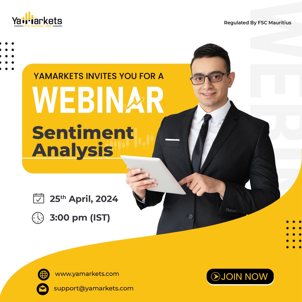 Want to master the market with emotions?
Join YaMarkets for our FREE webinar on Sentiment Analysis.

Don't miss out! Register now for our upcoming webinar and take your trading to the next level.
 bit.ly/3w8FZAu

#YaMarkets #SentimentAnalysis #Webinar #LearnTrading