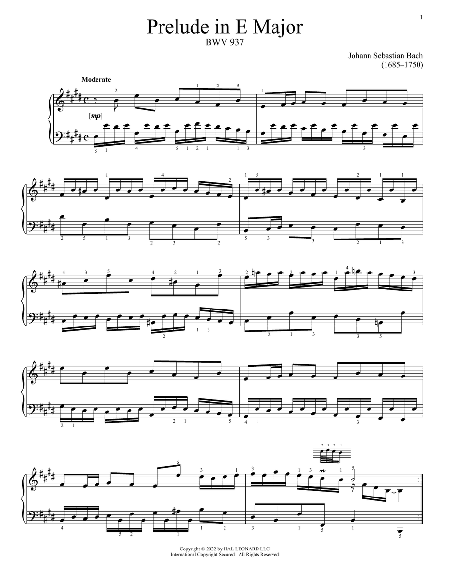 Johann Sebastian Bach Prelude In E Major, BWV 937 Sheet Music Notes freshsheetmusic.com/johann-sebasti… #johannsebastianbach #music #piano