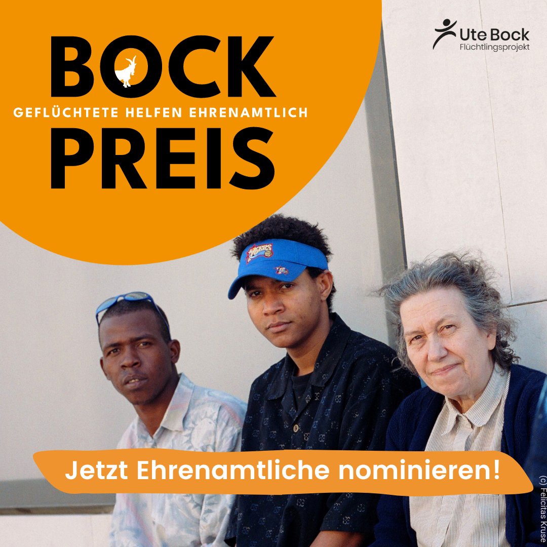 vereinutebock's tweet photo. Bereits zum 6. Mal ehren wir mit dem Bock Preis (vormals Bock For You Preis) geflüchtete Menschen für ihr ehrenamtliches Engagement. Bis 19. Mai kann jede*r ganz einfach über unser Onlineformular Ehrenamtliche nominieren.
➡ https://t.co/APYy6zWXN0
Sharing is Caring🧡
#bockpreis https://t.co/uHHjopuEA9