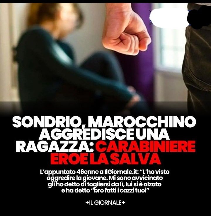 Lara20838926300's tweet photo. 📌CARABINIERE SALVA LA DONNA

femministe dei miei cocomeri DOVE VI SIETE IMBOSCATE⁉️

ragazza aggredita a 
Sondrio da una risorsa africana!
PRONTO MI SENTITE??
Niente sempre la stessa storia
Il criminale è mussulmano BOCCHE CUCITE❗
Il criminale è bianco etero FIATO ALLE TROMBE❗ https://t.co/imdZxIiPYu