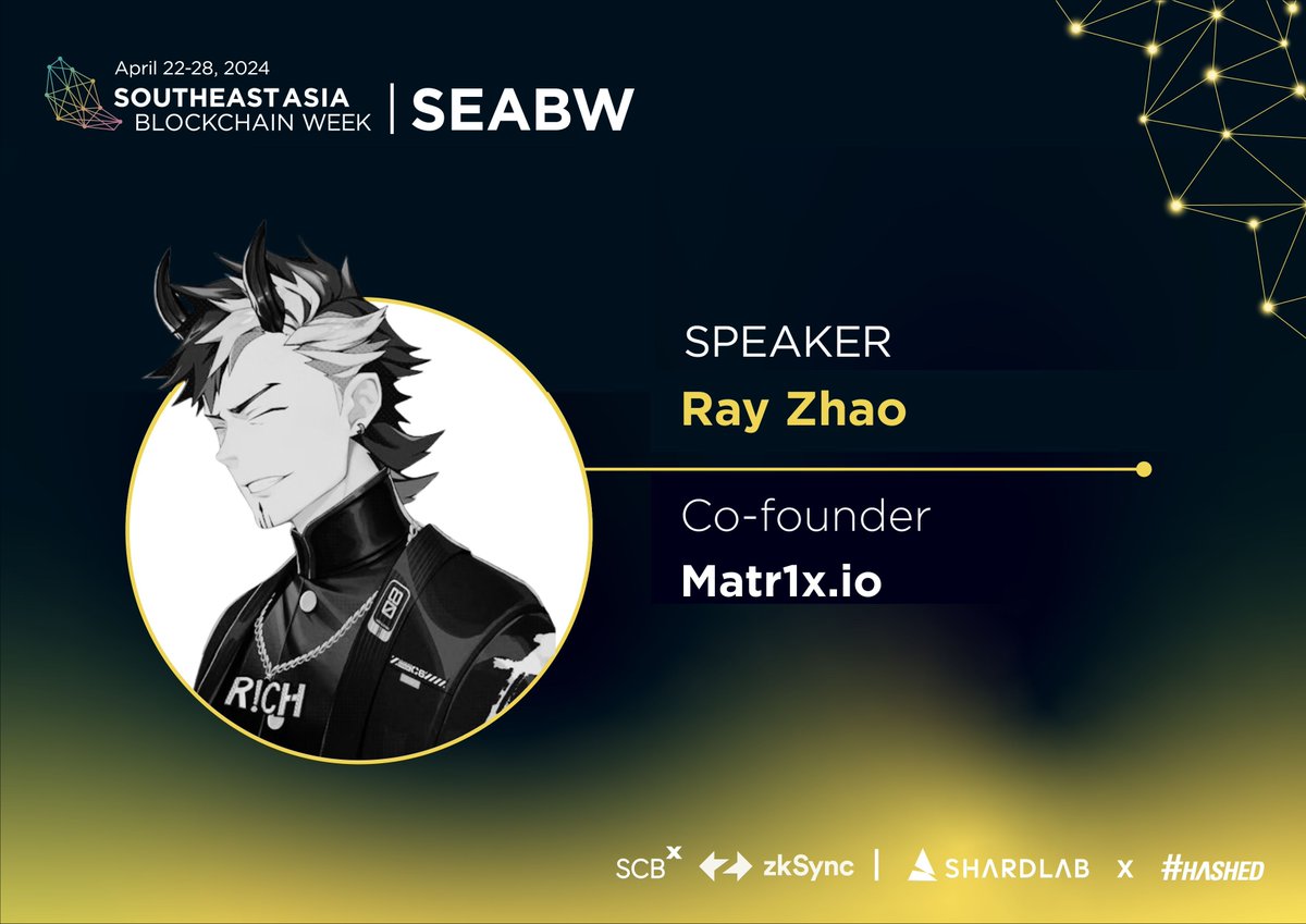 Join us in welcoming Ray Zhao @HugeRay124 as a speaker for #SEABW2024! Ray co-founded Matr1x.io @Matr1x_ioa web3 entertainment platform. He brings over 15 years of experience as a strategic analyst in Hong Kong’s financial and internet sectors.