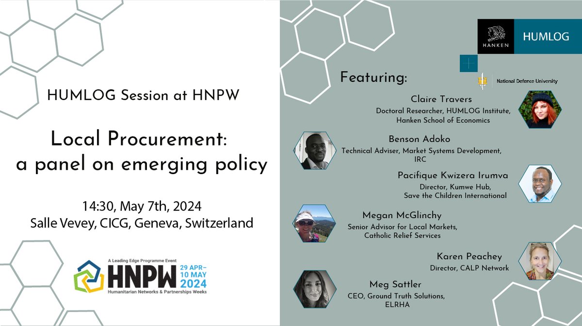 Join us at #HNPW for a panel on the role of policy in Local Procurement, facilitated by @ClaireLTravers.
This session gathers experts for an interdisciplinary discussion on policy's impact on local markets, supply chains, and economies.
Register here: vosocc.unocha.org/Report.aspx?pa…