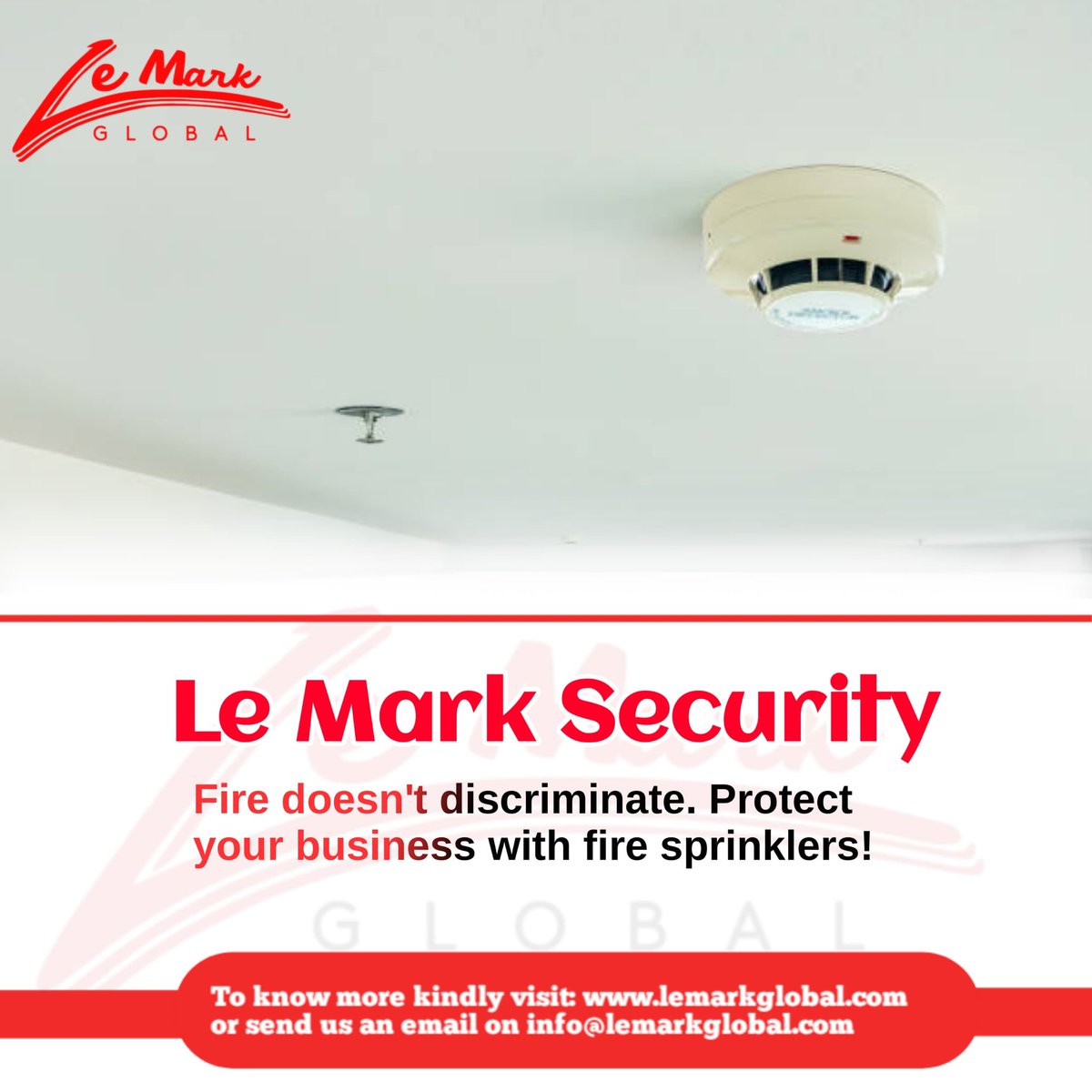Fire doesn't discriminate. Protect your business with fire sprinklers!

Click for a taste of something new.
lemarkglobal.com

#firesafety #fireprevention #homesafety #firesprinklers #fireprotection #fireawareness #firesuppression #firealarm #safetyfirst #peaceofmind