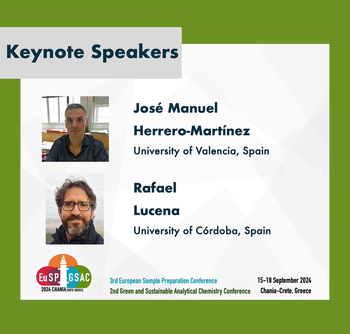 EuSP_GSAC_2024's tweet photo. Meet EuSP2024|GSAC2024 Keynote Speakers: José Manuel Herrero-Martínez and @Rafalucenaro! https://t.co/rg50yDwure