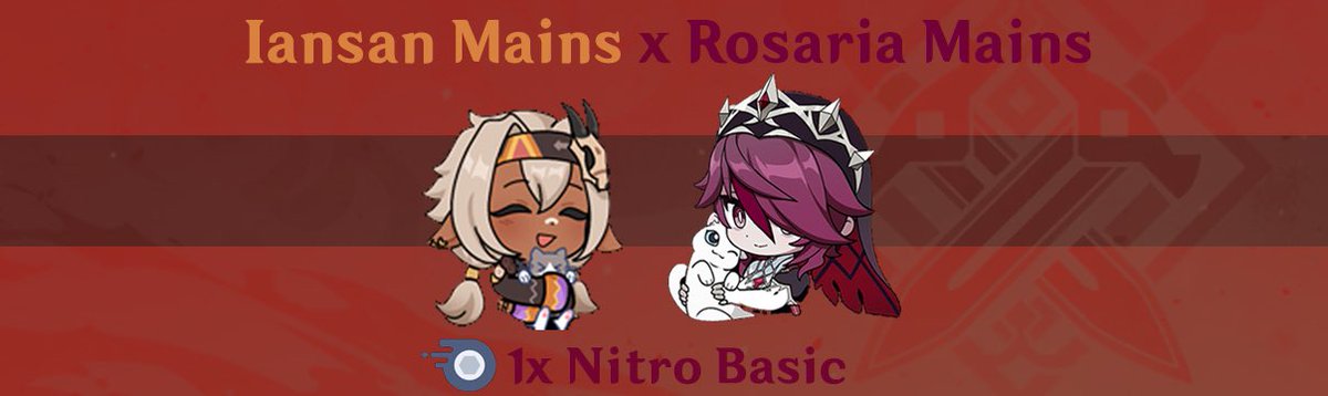 Iansan mains is hosting a collaborated giveaway with Rosaria mains for 1x Nitro basic! • Participants must be in both servers to enter the giveaway. • Giveaway ends: In 7 days (April 30) • Rosaria mains: discord.gg/WtC95YCR4Y •Iansan mains: discord.com/invite/9sQ2qrt…