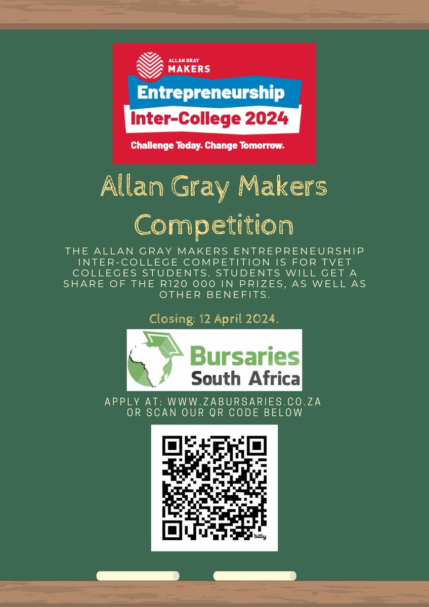 The Allan Gray Makers Competition deadline has been extended to 26 April 2024. Apply now: bit.ly/AllanGrayMakers