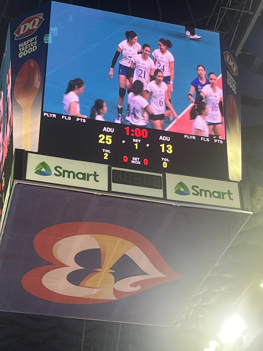 [SET 1] Yssa Nisperos claims the set for the Blue Eagles! Ateneo 25 Adamson 13 @TheGUIDONSports #UAAPVolleyball