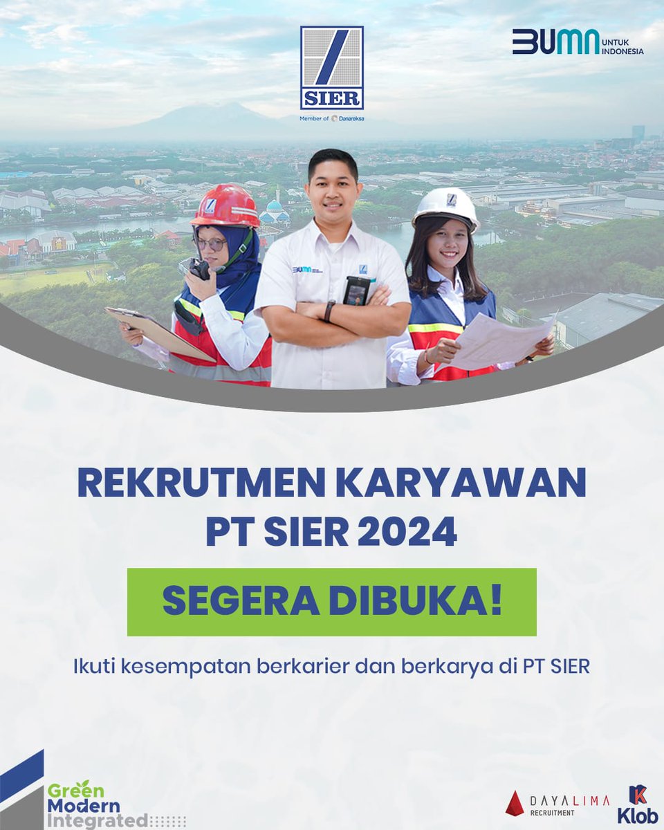 Kabar gembira yang ditunggu-tunggu akan segera hadir. Rekrutmen karyawan PT SIER tahun 2024 akan segera dibuka dalam waktu dekat, nih!

Pantau terus akun sosial media kami untuk informasi lebih lanjut ya!

#SIER
#RekrutmenKaryawanSIER2024
#RekrutmenBUMN
#LowonganKerjaBUMN