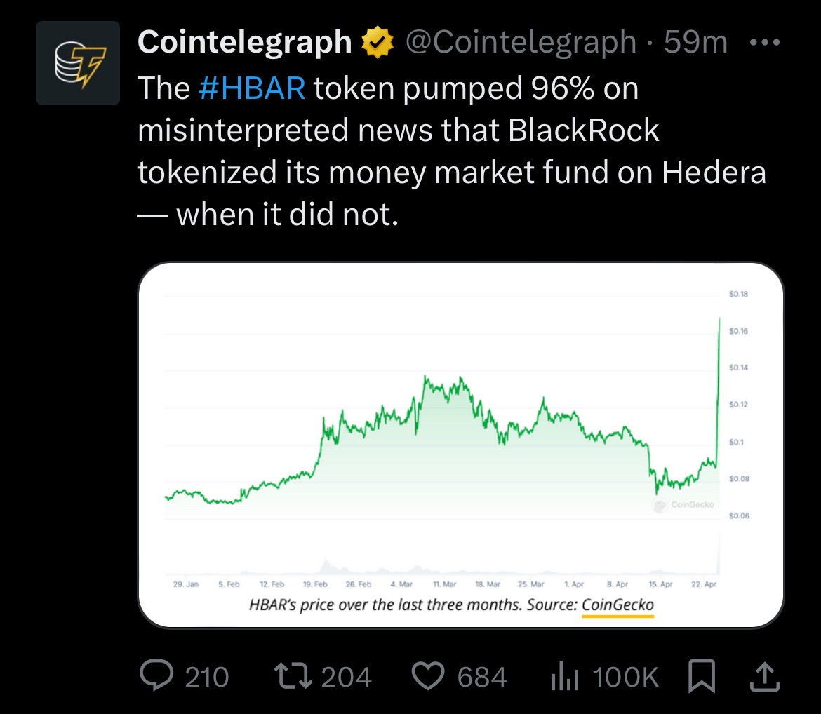 People are throwing money at fire, because a random account with too many followers told you em about BlackRock tokenization. Send it to ZERO.