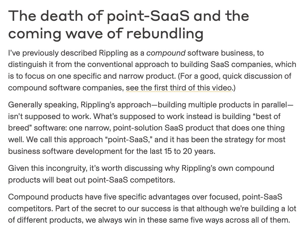 Rippling's investor memo is a piece of art. Clarity in thinking, writing and the sheer audacity of articulating how 'the team will win' and crush incumbents.