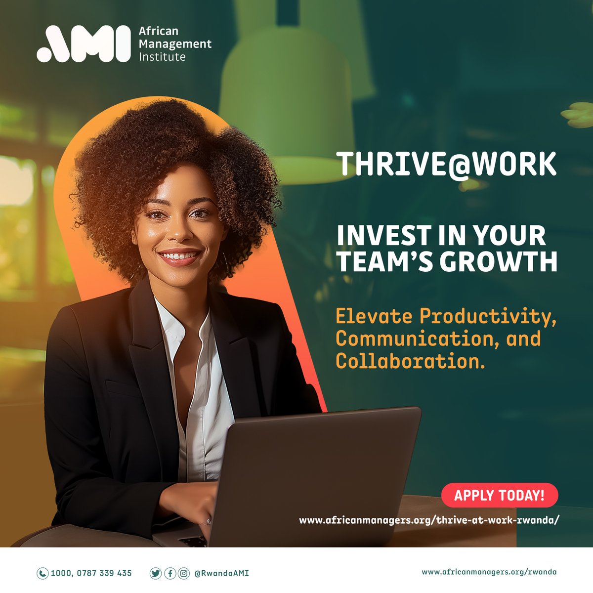 Foster your team's growth and elevate productivity, communication, and collaboration. Ready to take your team to the next level? Apply today for our Thrive@Work program! Apply today: africanmanagers.org/thrive-at-work… #Rwanda #AMIRwanda #AMI