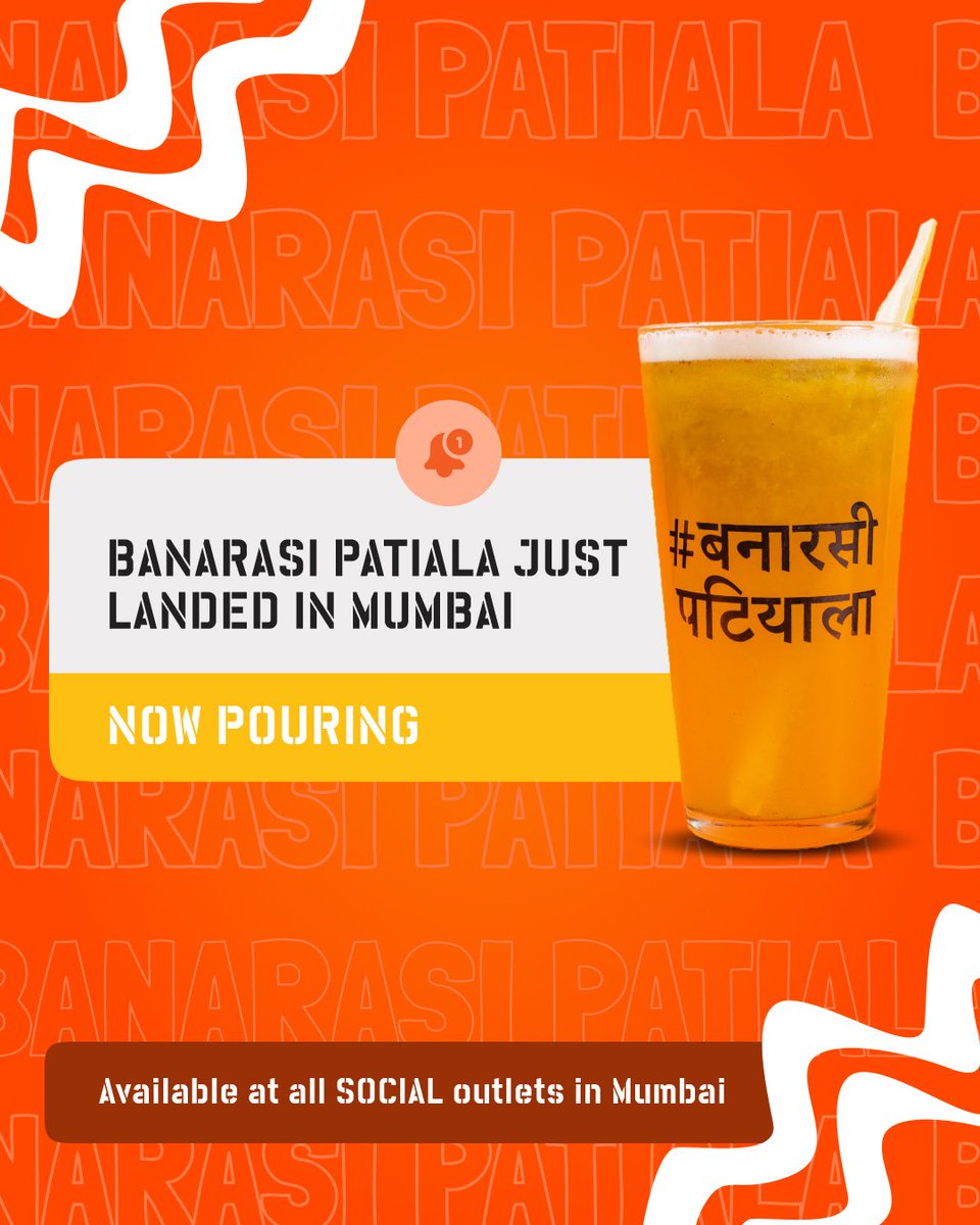 Banarasi Patiala just landed in Mumbai 🙌 Sip on the goodness of sugarcane with the power of a Patiala!   Now Pouring at all SOCIAL outlets in Mumbai and Pune #Drnks #BanarasiPatiala