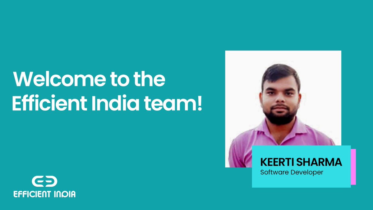 Excited to welcome Keerti Sharma to Efficient India Team! With his remarkable expertise, we anticipate valuable contributions. Join us in extending a warm welcome as Keerti begins his journey with us!
#Efficient #efficientindia #websitedesign #websitedesigner #mobileapplication