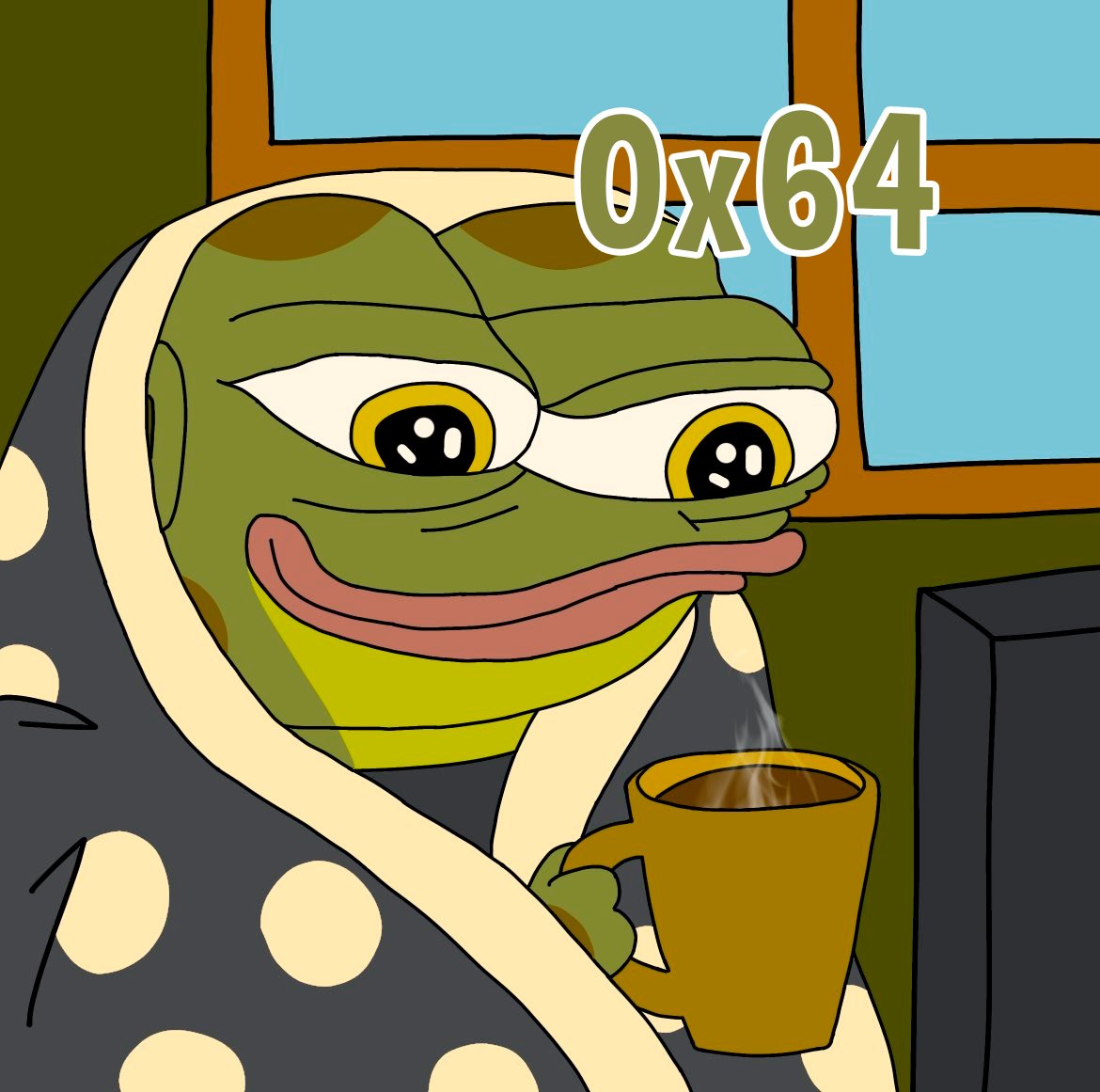 Hoppy0x64's tweet photo. Drinking coffee and enjoying the day $HOPPY 

0x64 https://t.co/GjtpsdhYxa