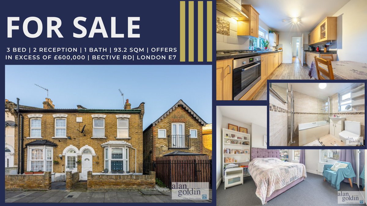 🏡 New Listing Alert! Charming 3-bed End of Terrace in Bective Road, London E7. Chain Free & Freehold. Two reception rooms, Eat in kitchen, cellar, and a spacious garden. Close to schools and amenities, it's the ideal family home! 🌳 
ow.ly/iktr50QvmiZ #LondonHomes