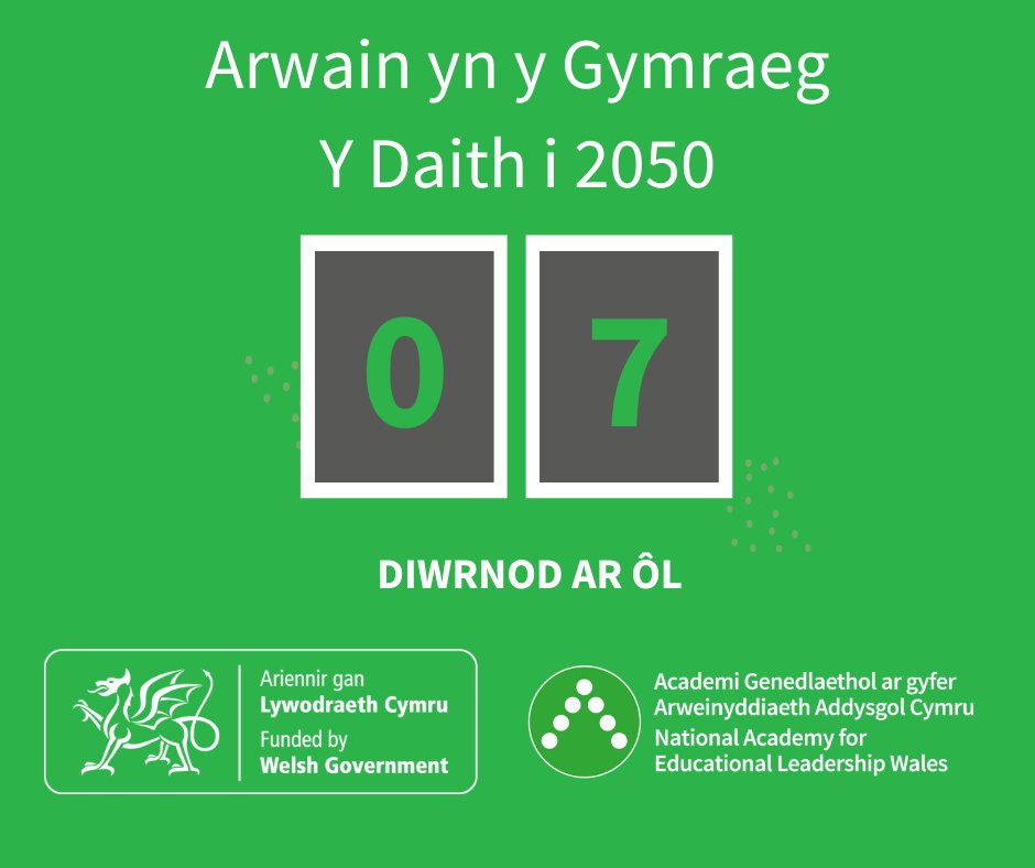 Dim ond wythnos sydd ar ôl tan ein Cynhadledd Arwain yn y Gymraeg: Y Daith i 2050 yn Venue Cymru yn Llandudno! Nifer cyfyngedig o docynnau sydd ar ôl. I archebu eich lle, ewch i ow.ly/O3Cc50RmbXI @MudiadMeithrin @ComyGymraeg @Adnodd