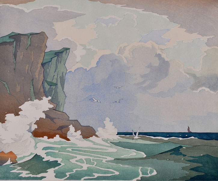 Eric Slater, Rough Sea (1929).   #seascape #coast