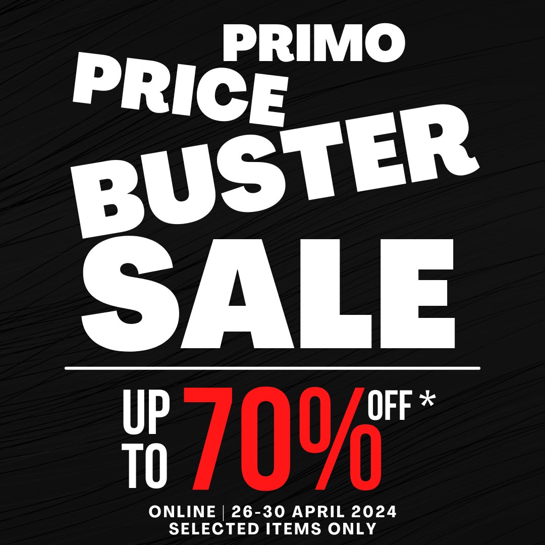 PrimoCaffe's tweet photo. Our Primo “Price Buster” Sale starts this Friday 26 April so get ready to save $$$ with savings of up to 70%.

- T&amp;C’s apply
- Discounts applied at Checkout 
- Online only
- Sale ends at midnight 30 April 2024 https://t.co/Z7oJzPPulg