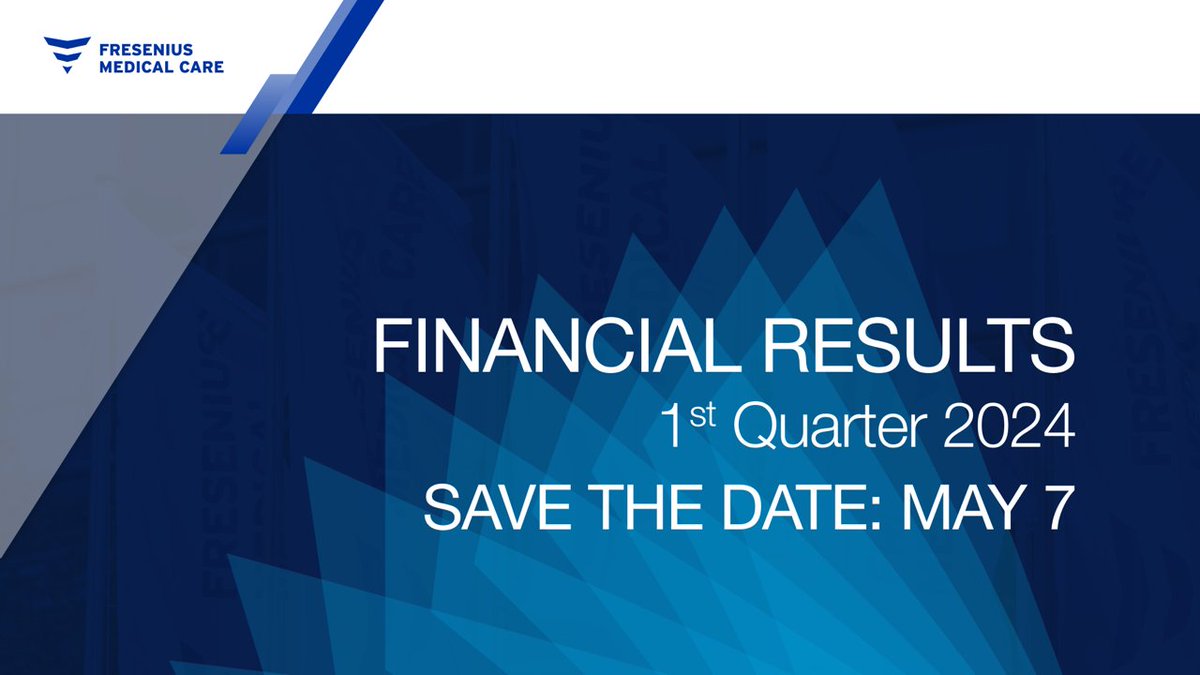 Mark your calendars! 📅 On May 7th, Fresenius Medical Care will release the first quarter earnings. #SaveTheDate to be among the first to read our press release! #Reporting #EarningsRelease #QuarterlyReport #Q12024 #InvestorRelations