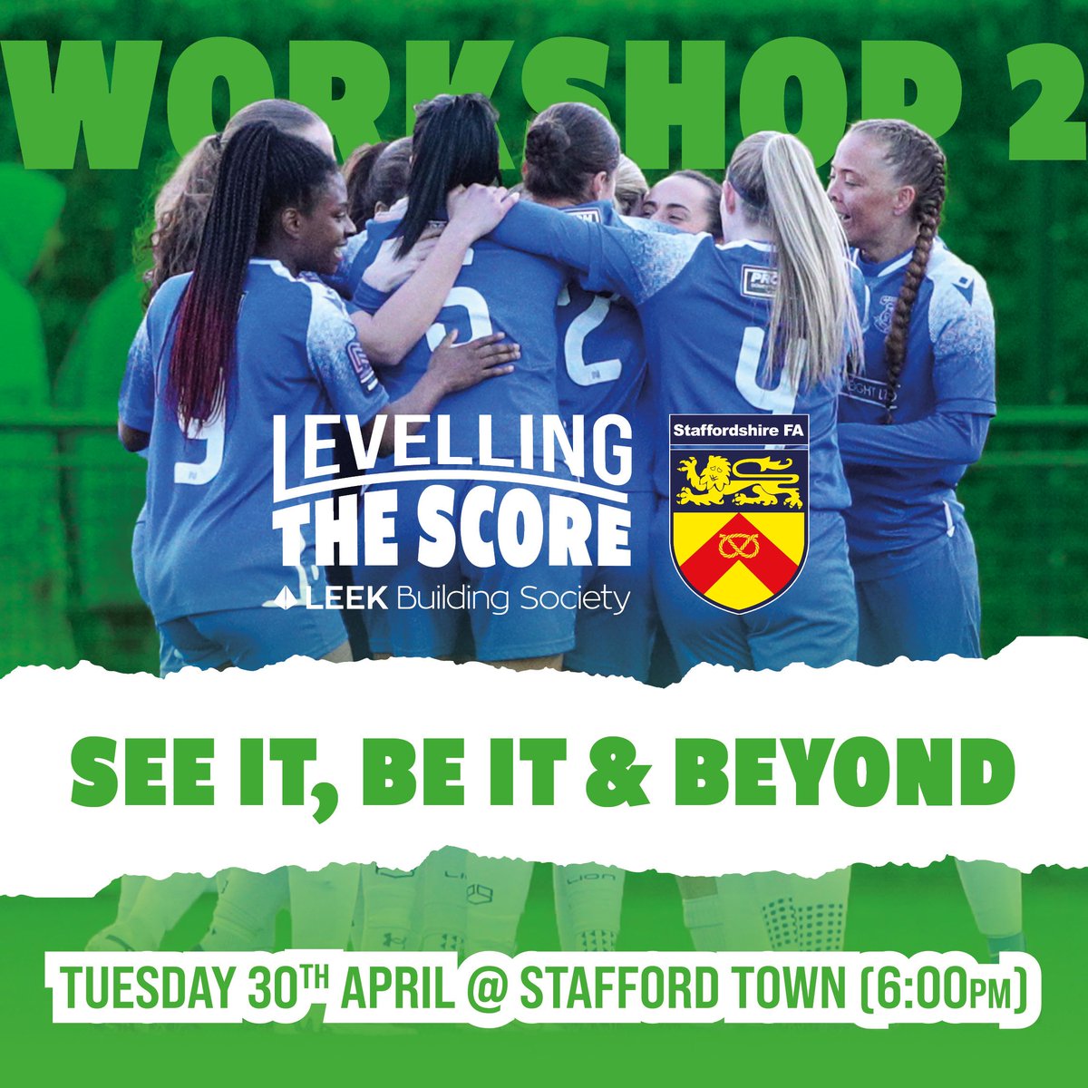 Join us for 𝗟𝗲𝘃𝗲𝗹𝗹𝗶𝗻𝗴 𝗧𝗵𝗲 𝗦𝗰𝗼𝗿𝗲 at the Girls Cup Final ⚽ The workshop focuses on the importance of positive female role models for young female players. 📲 buff.ly/3waYAf5 #LevellingTheScore | @LeekBuildSoc