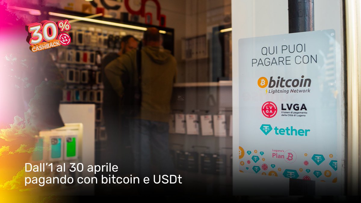 Repair your cell phone and get 30% cashback by paying with #bitcoin and USDt from April 1st to 30th at Tech Store in Lugano! 🎸🥁 planb.lugano.ch/30-cashback-sp… #LuganoPlanB