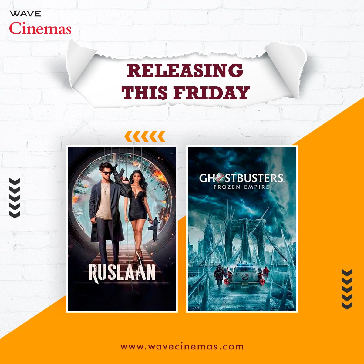 Two Blockbuster Movies are releasing this Friday at #wavecinemas.

Watch the amazing combination our action hero will play with guns and guitar in #Ruslaan or watch Ghostbusters protect the world from a second ice age in #GhostbustersFrozenEmpire .