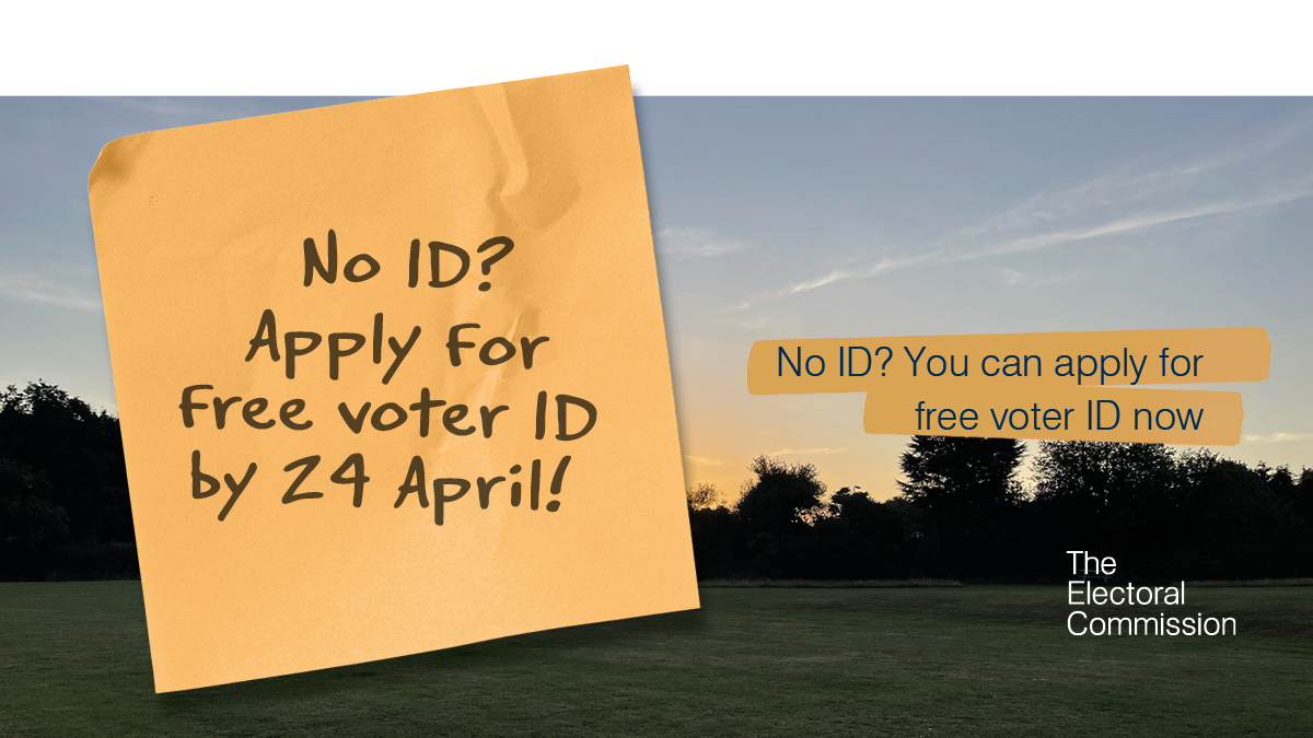 If you are voting in this year's local elections you must take a form of photo ID with you otherwise you will not be able to vote. If you do not have an accepted form of ID you can apply for one here 👉gov.uk/apply-for-phot… You’ll need to apply by 5pm TODAY!