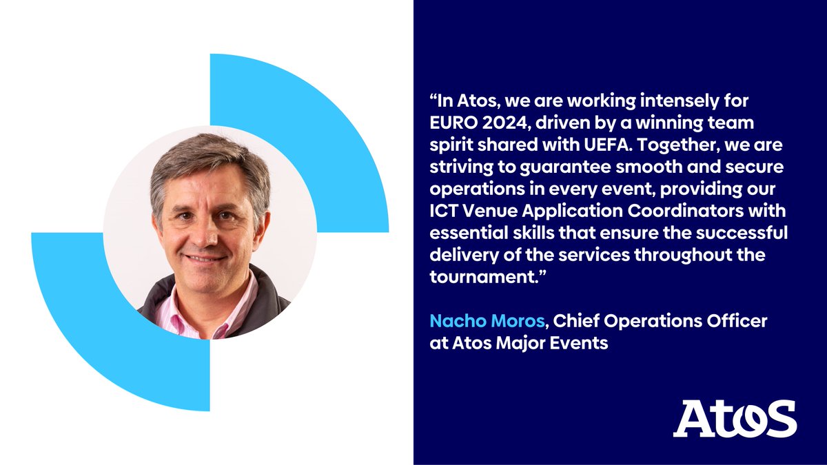 Nacho Moros, Chief Operations Officer at Atos Major Events, shares his thoughts on our partnership with @UEFA for #Euro2024. ⚽ Our collaboration with UEFA exemplifies the power of teamwork and dedication in ensuring a successful tournament experience. ➡️ spr.ly/6010bgckE