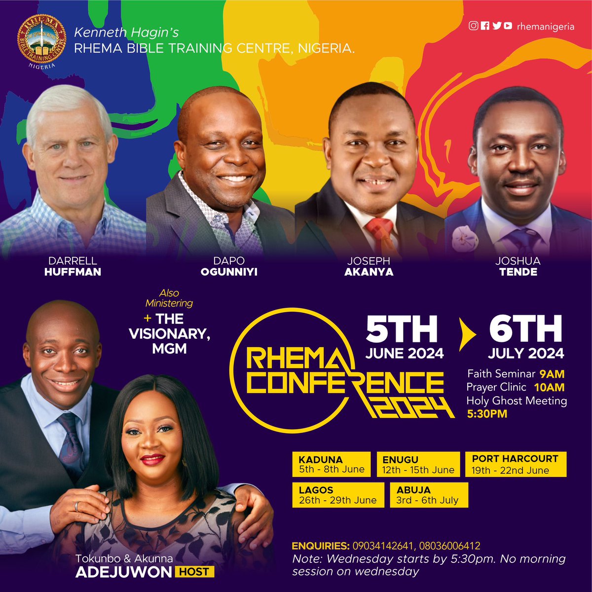 RHEMA CONFERENCE 2024 IS HERE! It kicks off on the 5th of June through to the 6th of July, 2024. This year, we have a line up of seasoned speakers. ARE YOU READY??????? . . . #RhemaConference24 #RC24 #FaithSeminar #PrayerClinic #HolyGhostMeeting
