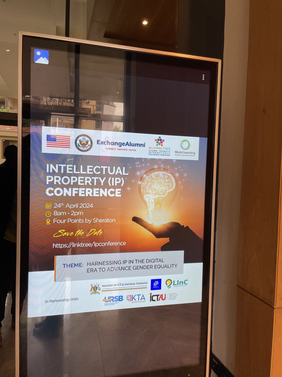 Mugibson's tweet photo. Ongoing @FourPointsSUB is the 1st ever #IPConferenceUg.
It’s being held under the theme: “Harnessing IP in the Digital era to advance gender equality”.
The event is coinciding with today being #WorldIPDay.
Do follow it via @MoICT_Ug’s YouTube Channel. #LearnIPwithShirley. https://t.co/iyNyL51Oz4