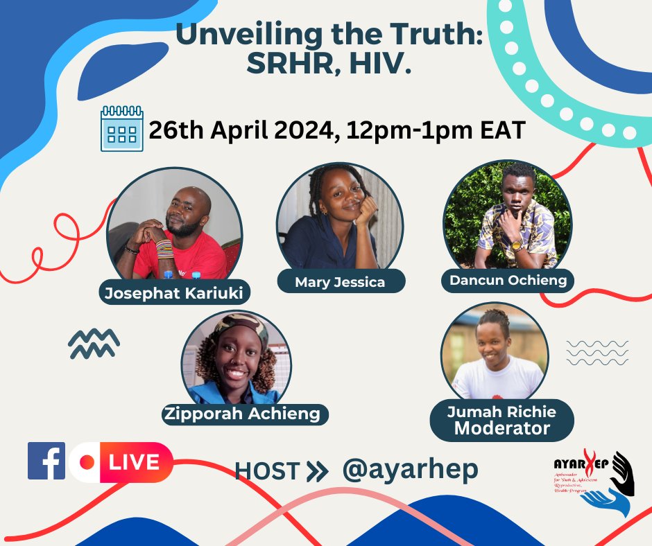 📢🔵Ever feel confused about SRHR, HIV & STIs? Get the facts straight! Join @AYARHEP_KENYA's Facebook Live on the 26th of April 2024 for an informative session with experts. Bust myths, get accurate info & practical tips. You won't want to miss this! #AYARHEPSpeaks