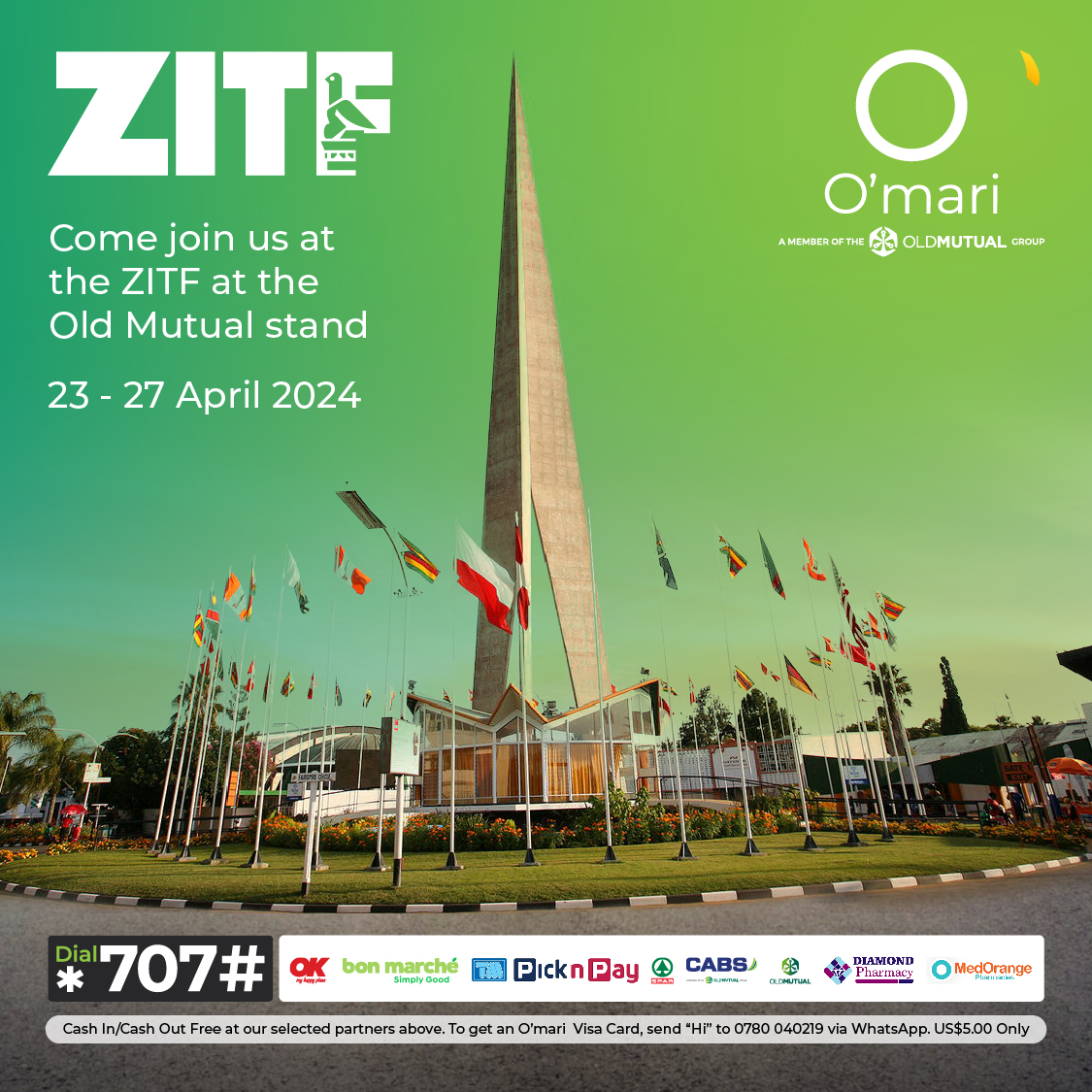 Get Ready for some fun with O’mari at ZITF. Visit us at the Old Mutual Stand and get a chance to WIN awesome prices!
#Omari #JointheCircle #ZITF2024 #zitf