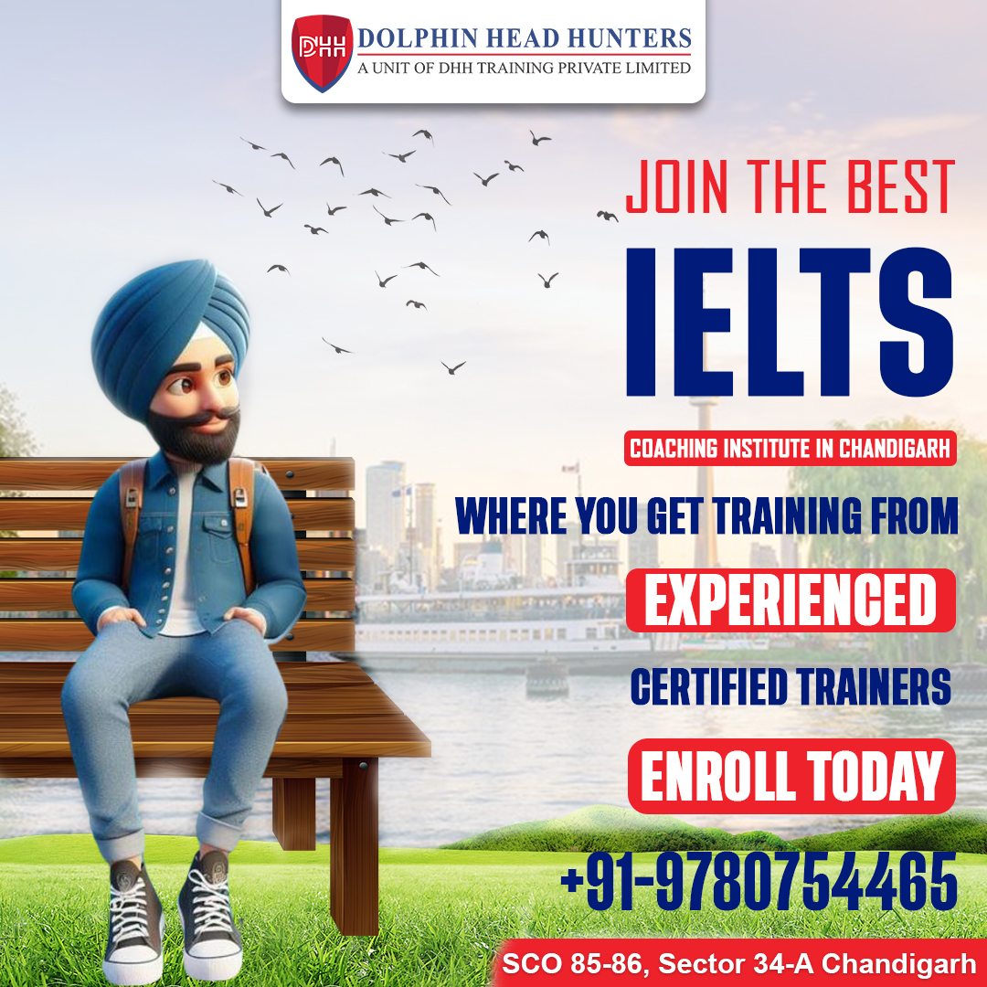 Unlock your potential with the IELTS exam! Join Dolphin Head Hunters Classes today and set yourself on the path to success. For admission details, call 9780754465 or visit dolphinheadhunter.com. #StudyAbroad #IELTSCoaching #PTEPreparation #LanguageLearning #Chandigarh