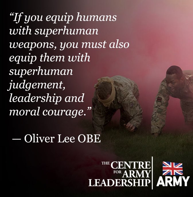 “If you equip humans with superhuman weapons, you must also equip them with superhuman judgement, leadership and moral courage.” - Oliver Lee OBE #judgement #leadership #moralcourage #quote