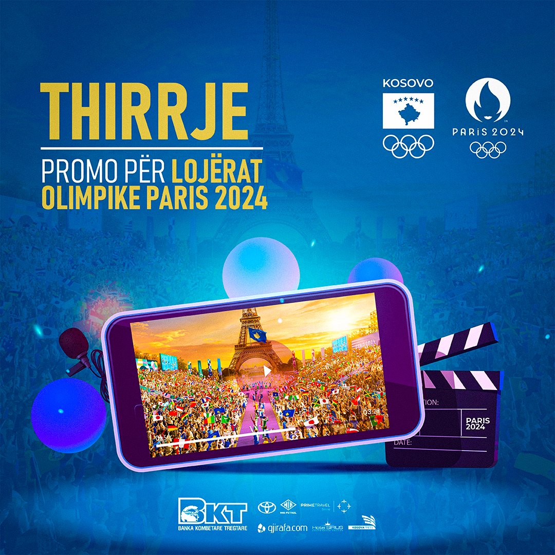 🚨KOK shpall 𝐭𝐡𝐢𝐫𝐫𝐣𝐞 për përgatitjen e konceptit dhe videos promovuese për Lojërat Olimpike Paris 2024. ☑️Data e fundit për aplikim: 𝟏𝟓.𝟎𝟓.𝟐𝟎𝟐𝟒. Detajet 👉 t.ly/OmSK9 #roadtoparis2024 #TeamKosova #Promo #ekipiolimpikikosoves