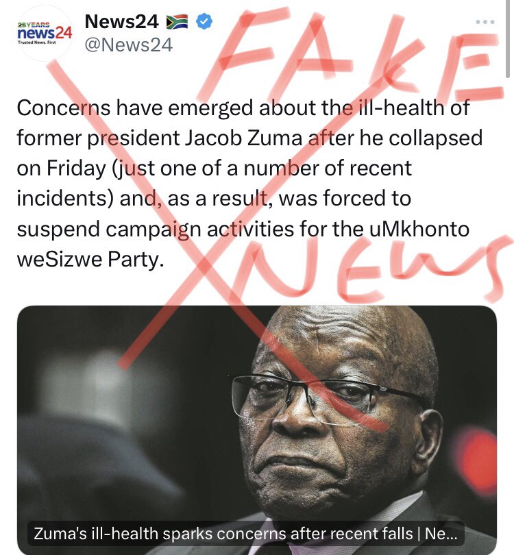 Pls be warned Propaganda @News24, this is Fake News!
