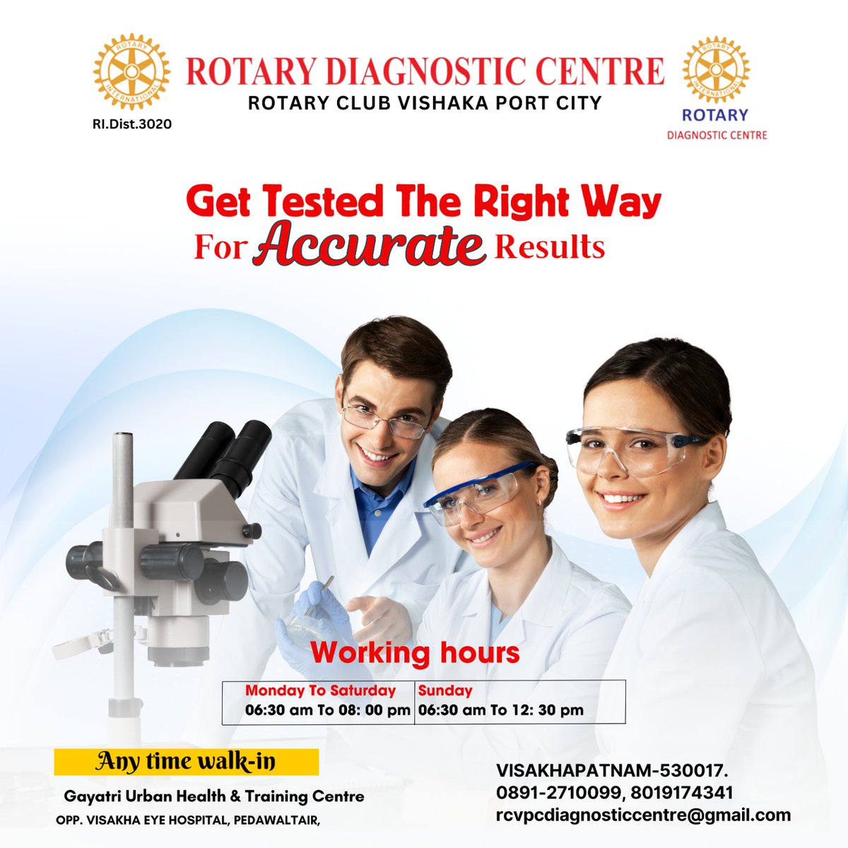 Get tested the right way for precise results at Rotary Diagnostic Centre. Your health is our priority!
🕒 Working Hours:
•Monday to Saturday: 06:30 am to 08:00 pm
•Sunday: 06:30 am to 12:30 pm
🚶‍♂️ Anytime Walk-in
#RotaryDiagnosticCentre #DiagnosticCenter #HealthScreening