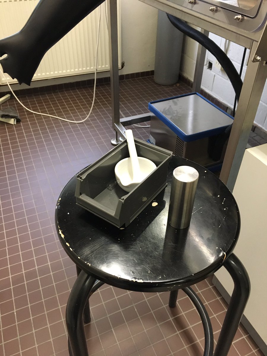 For today’s experiment we will need a mortar, a glovebox, a NMR tube (the NMR tube, to be precise). Ah, and of course a hammer.
#realtimechem

P. S. Few sacrifices might be useful, but we against such practices. For now, at least…