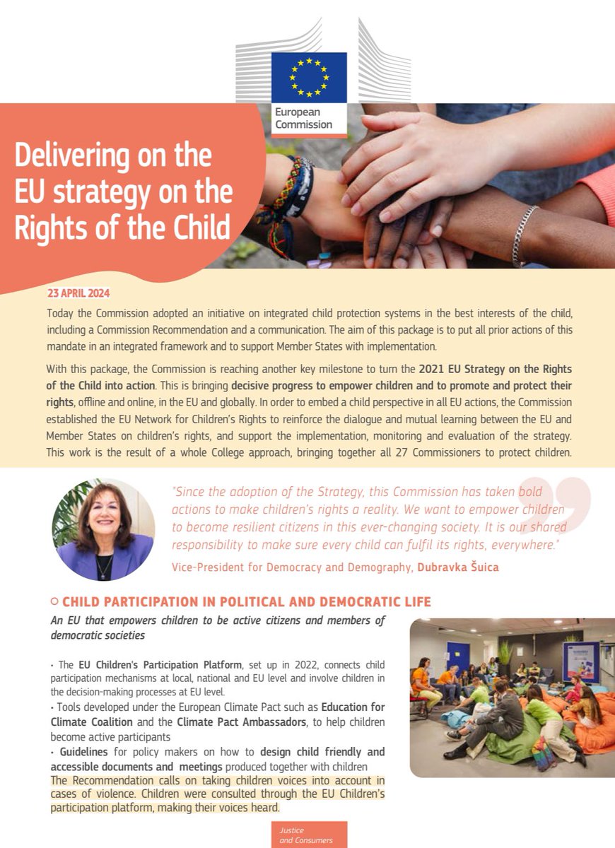 “This key deliverable of the EU Strategy on the rights of the child is a clear example of how we are turning our strategy into action, and a reality for every child.” Find out more through via our Factsheet: commission.europa.eu/document/41f66…