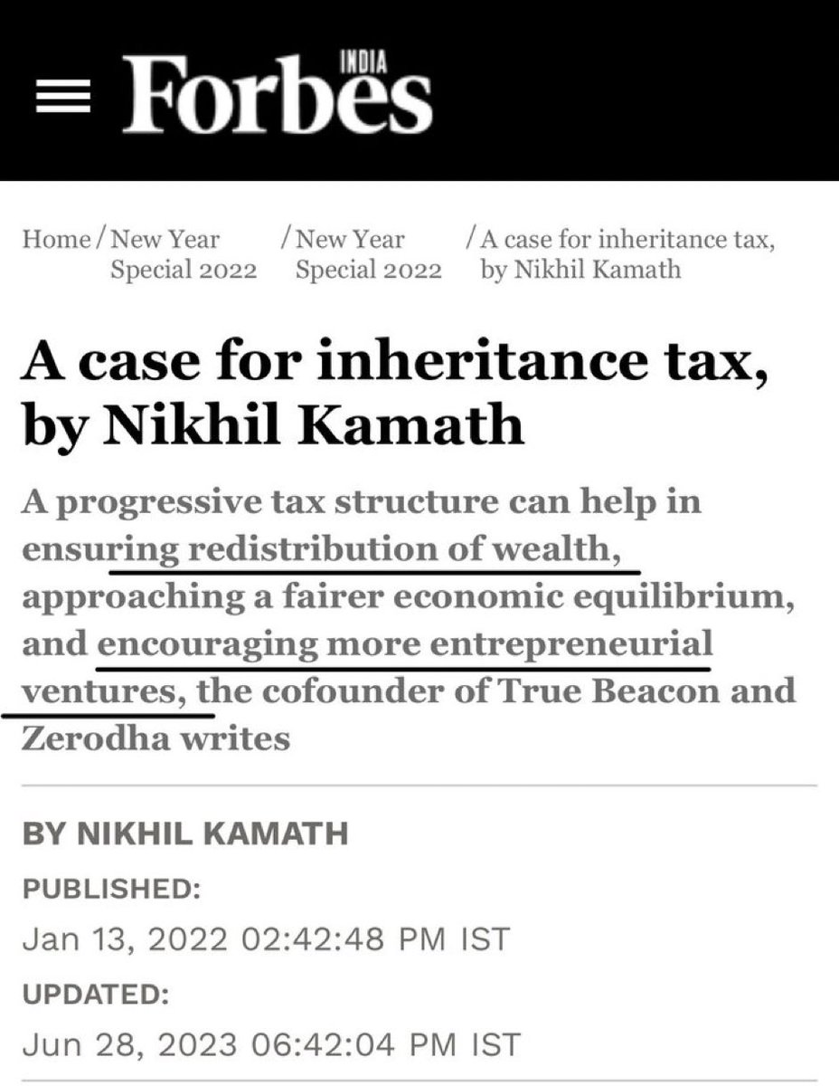 Not just Rahul Gandhi’s advisors, Zerodha’s Nikhil Kamath also advocates the dangerous idea of inheritance tax.