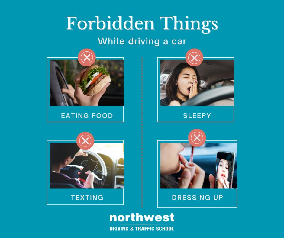 Stay safe on the road: avoid distractions like texting, eating, or dressing up while driving. Your focus should be on the road at all times.
For more safety tips, follow northwestdrivingschool.com
#DriveSafe #NoDistractions #FocusOnTheRoad