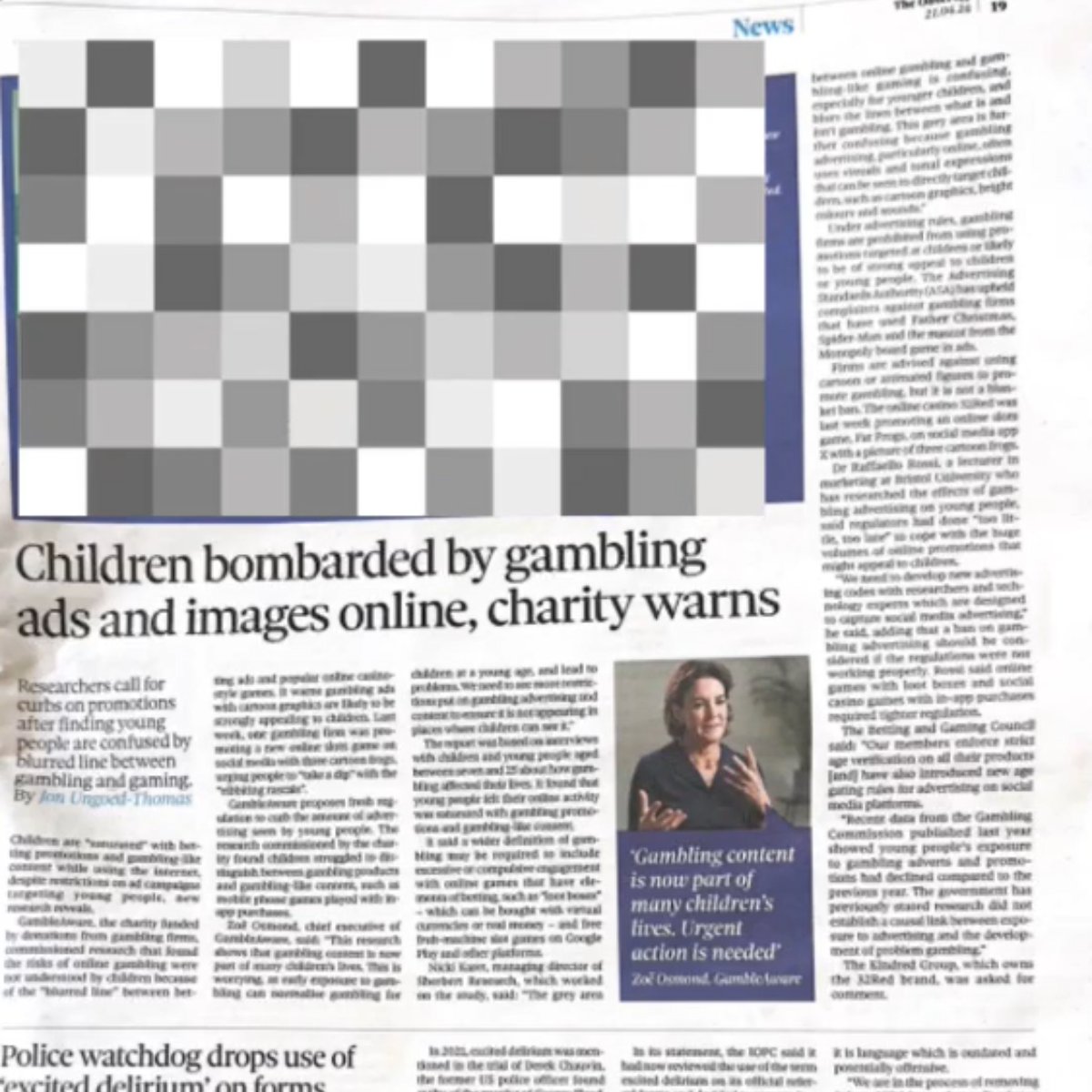 The Observer covered our new research where we learned that children feel “saturated” with betting and gambling-like content while using the internet.

The image blurred contains triggering gambling content.

Click the link below to read the full article:

bit.ly/3w351Ry